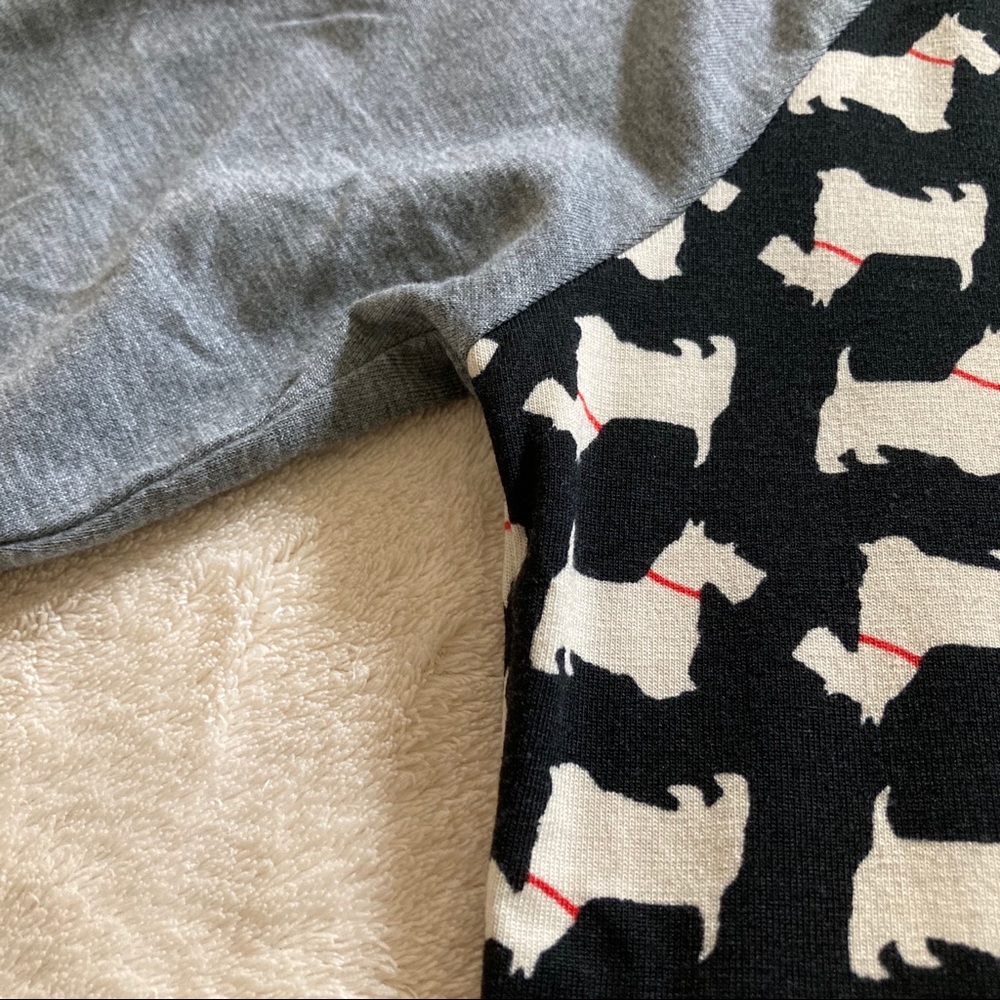 LuLaRoe Julia Scottie Dog Black and Cream Print Dress Size S Gray Raglan Sleeves - Picture 3 of 6